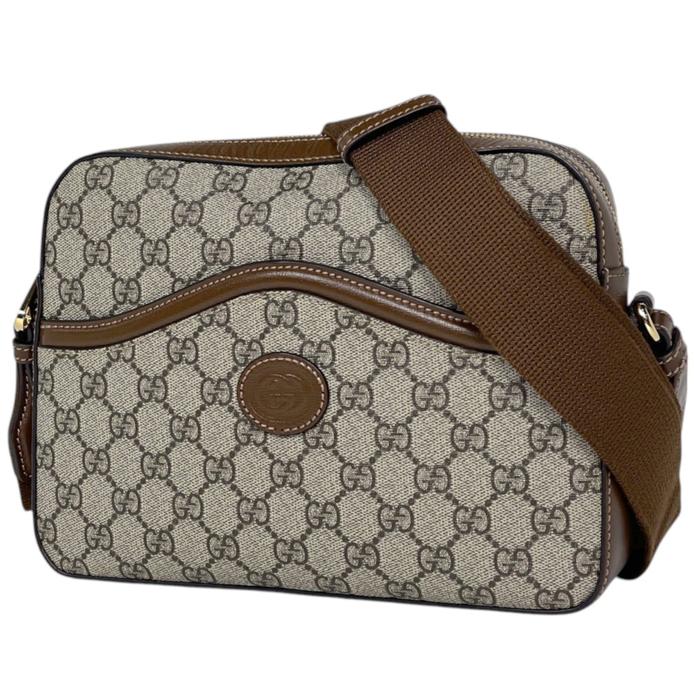 Gucci shoulder bag, GG pattern, coated canvas, beige/brown, 675891, women's.